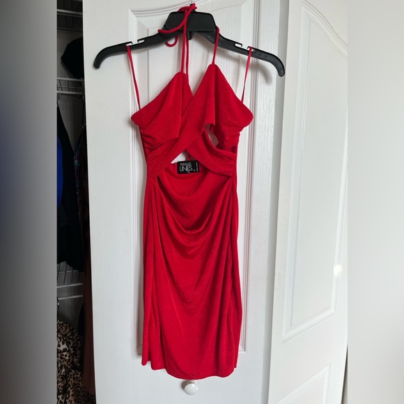 Parallel Lines cut out cross front mini dress in red - Picture 6 of 8